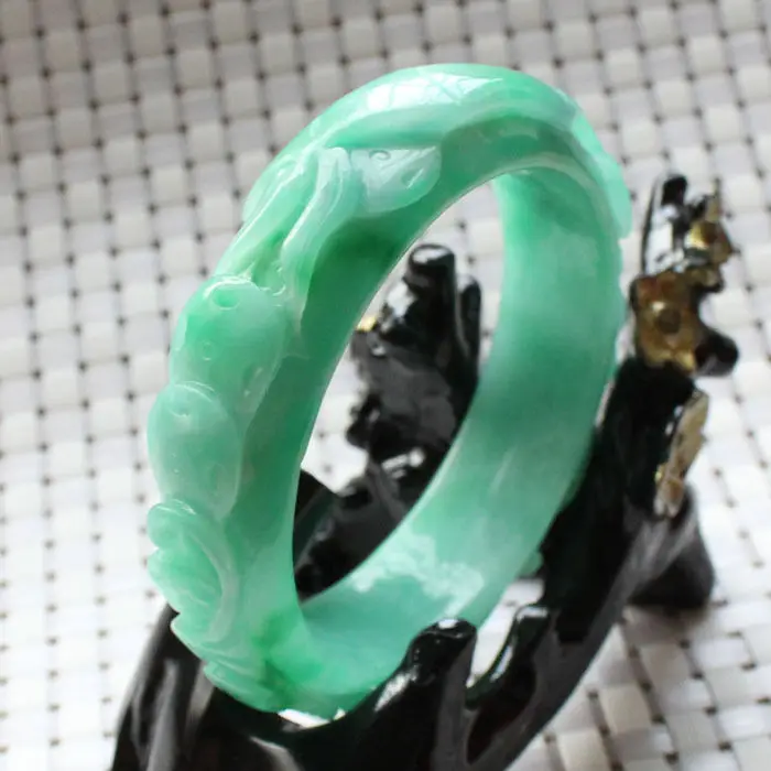 1153 китайский ручной резной изумрудно-зеленый каменный камень браслет из