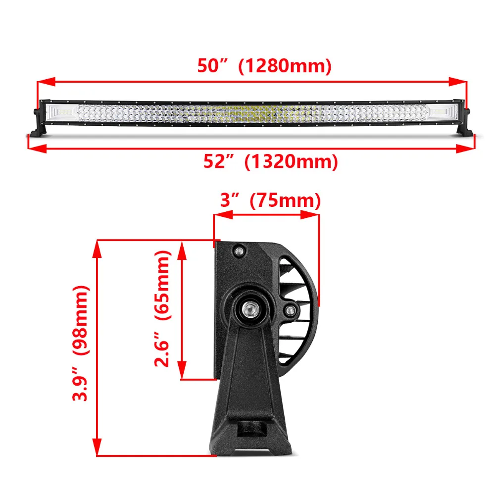 Oslamp 3 ряд 2" 324 Вт 34" 486W 4" 594 Вт 52" 702 Вт изогнутый СВЕТОДИОДНЫЙ светильник бар Offroad светодиодный бар пятно луча СВЕТОДИОДНЫЙ рабочий светильник бар 12v 24v
