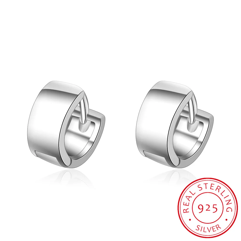 Silver Панк простые 925 пробы серебряные маленькие круги Huggie серьги-кольца для женщин и мужчин Brinco Bijoux Модные Ювелирные изделия Подарки - Цвет камня: Silver