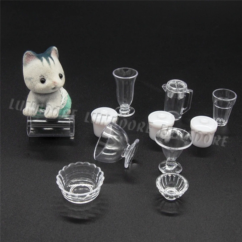 Odoria 1:12 Miniature 11PCS Clear Cups Set Beer Wine Tea Ice Cream Mug Tableware Kit Kitchen Dollhouse Accessories Decoration | Игрушки и
