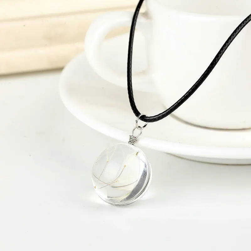 Женское ожерелье с подвеской в виде хрустального шара клевера длинная цепочка из