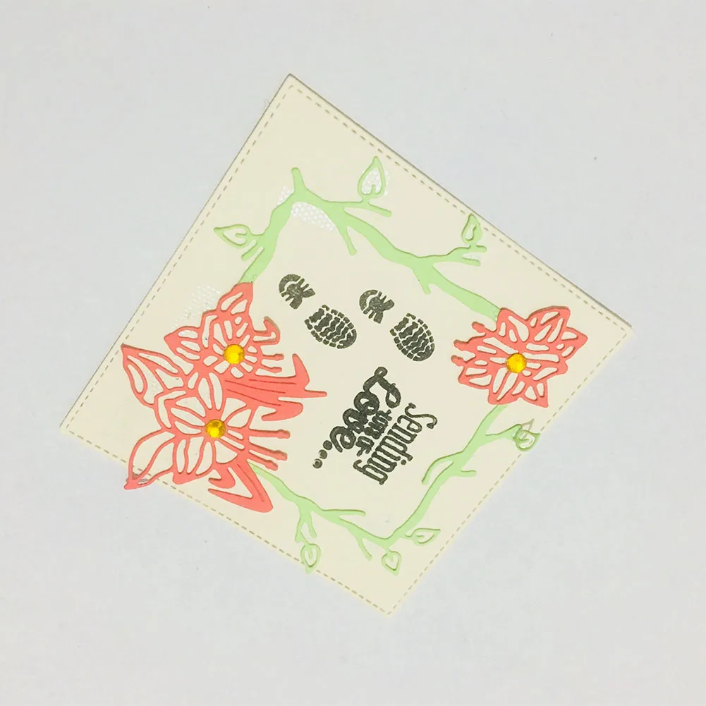 Рамка цветок Invatation Card Cut DIY Скрапбукинг штампы альбом бумажная вырубка карта фото