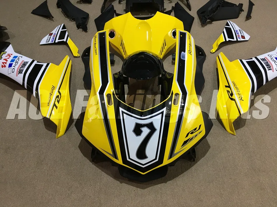 ABS Мотоциклетный вставной обтекатель комплект подходит для YAMAHA YZFR1 YZF R1 15 16 YZF1000 Обтекатели набор желтый