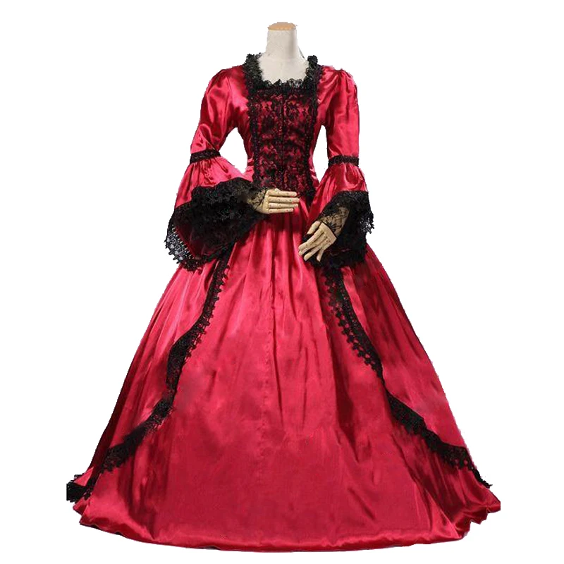 Высококачественное Красное Бальное Платье Marie Antoinette Renaissance с ветром платье со