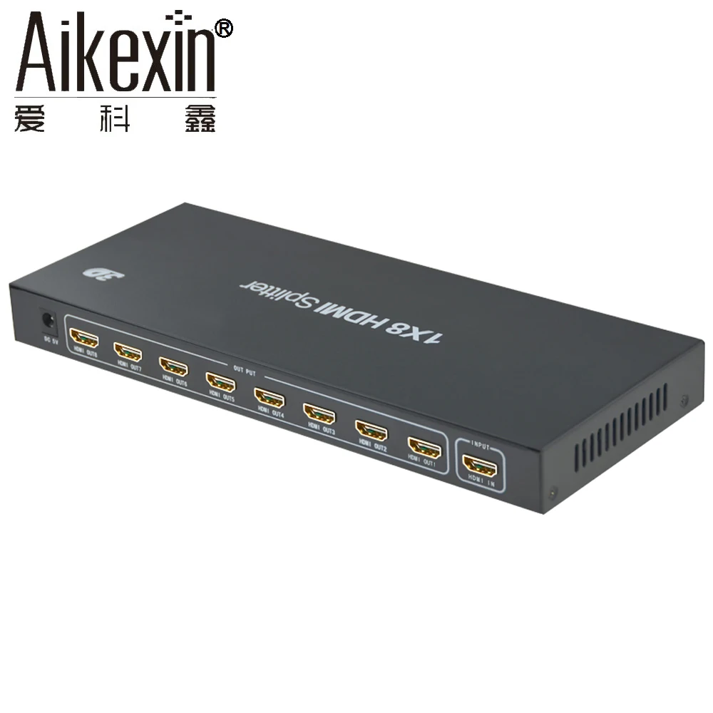 Aikexin 1080P 8-канальный HDMI разветвитель 8-портовый HDMI адаптер концентратор 3D 1X8 HDMI видео разветвитель 1 в 8 выход для HDMI ТВ, ПК DVD плеер PS3