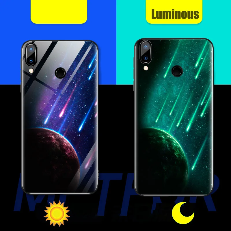 Bfollow светящийся чехол для huawei Nova 3/3i/3E/2 S блестящий из закаленного Стекло Прочный