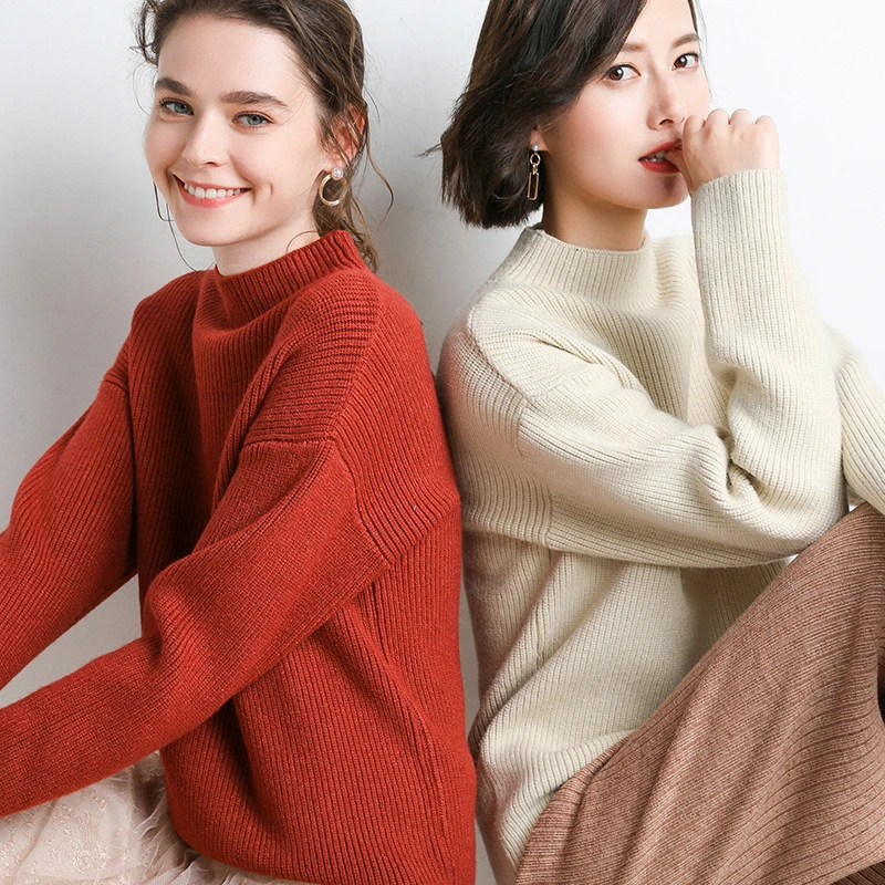 Винтажный свитер белый толстый стоячий воротник Дизайнерская одежда Женская