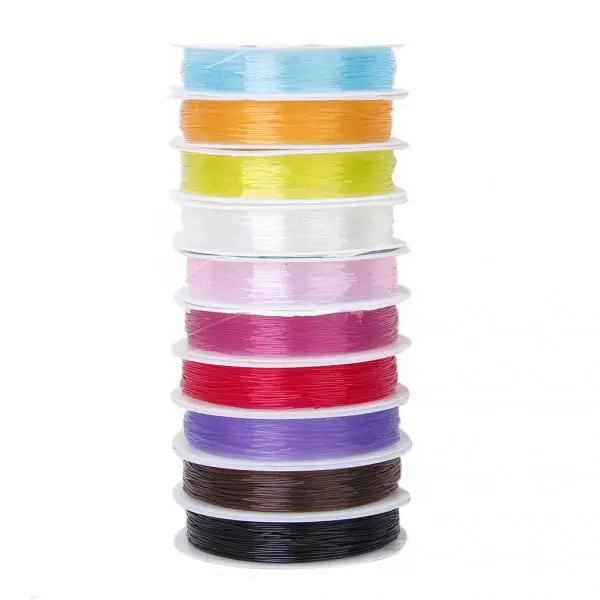 

10 рулонов, разноцветный эластичный шнур со стразами, прочная эластичная нить для бисероплетения 0,6 мм