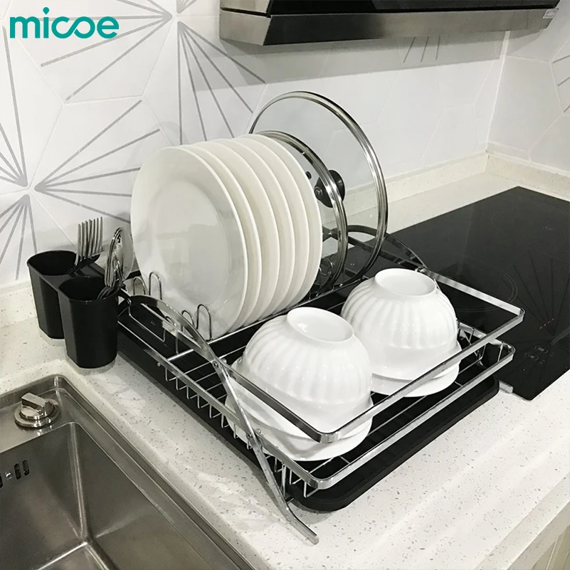 MICOE сушилка для посуды с держатель разделочной доски 1 ярус большая емкость