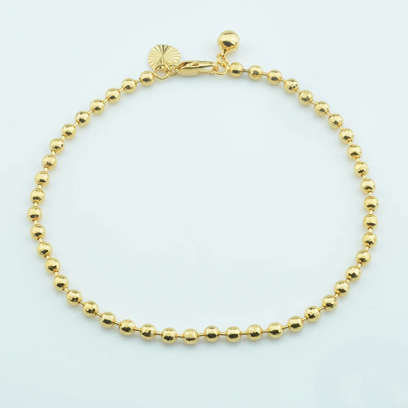 1 шт. 3 мм женские Девушки Желтое золото Цвет заполненные бисера ног браслет