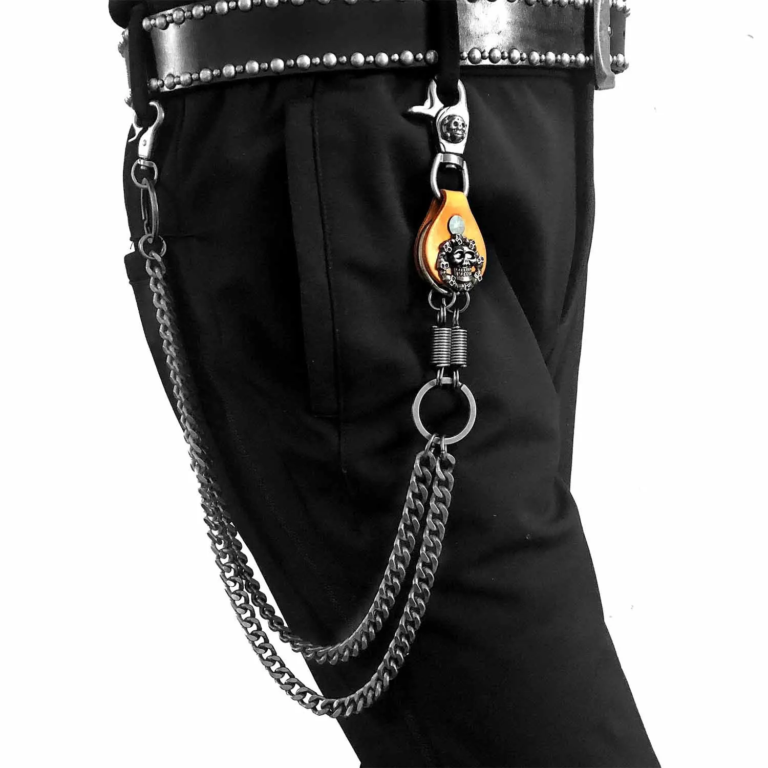 

Long woman Men's Metal Wallet Belt Chain Rock Punk Trousers Hipster casual Pant jeans Keychain Silver Ring Clip Keyring WZ29