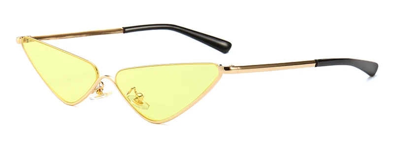 gold with yellow Peekaboo, прозрачные линзы, узкие солнцезащитные очки для женщин, кошачий глаз, роскошные брендовые дизайнерские, UV400, сексуальные солнцезащитные очки для женщин, мода, металл - Цвет линз: gold with yellow