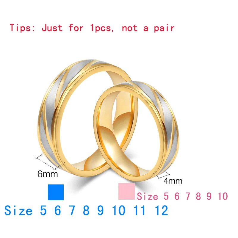 XUANPAI Classic Wedding Ring for Women Men Gold-Color 316L Stainless Steel Engagement Promise Anel Valentine's Day Gift | Украшения и