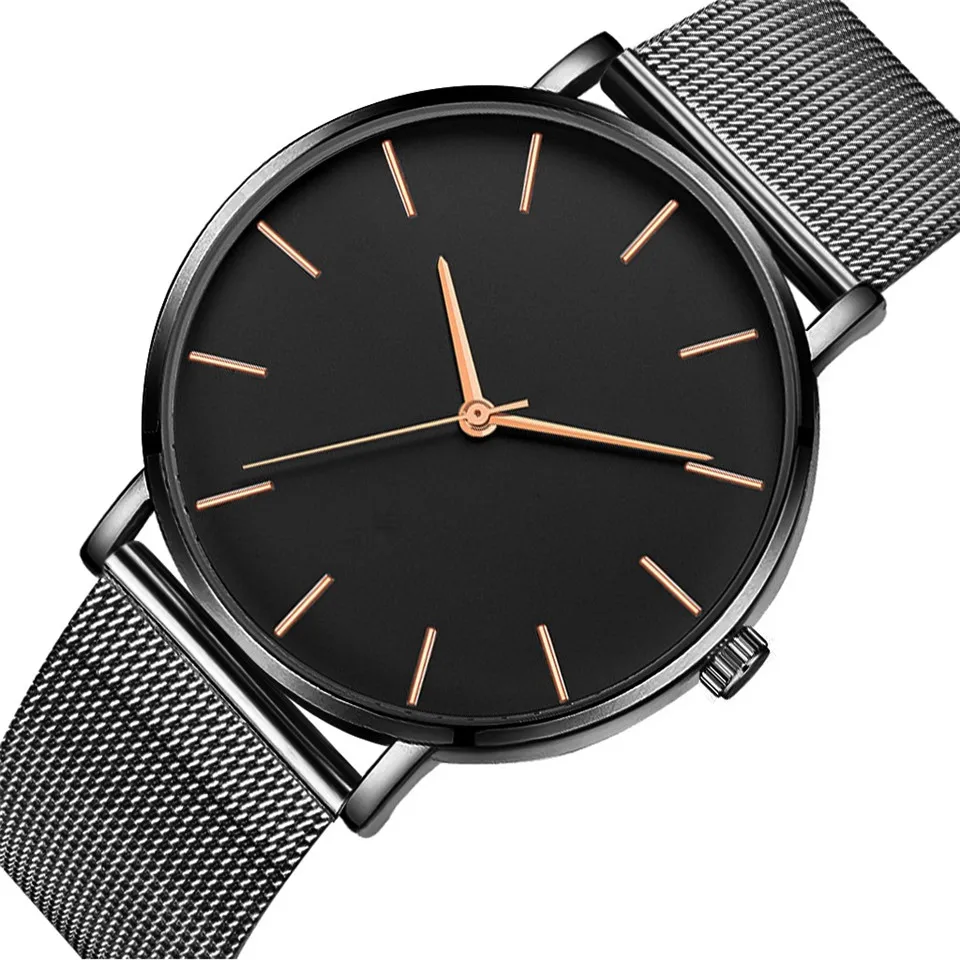 Dark Rose Gold Ультратонкие женские спортивные часы с сетчатым ремешком в минималистическом стиле, часы из розового золота, женские часы, Regalos relojes para mujer, прямые продажи - Цвет: Dark Rose Gold