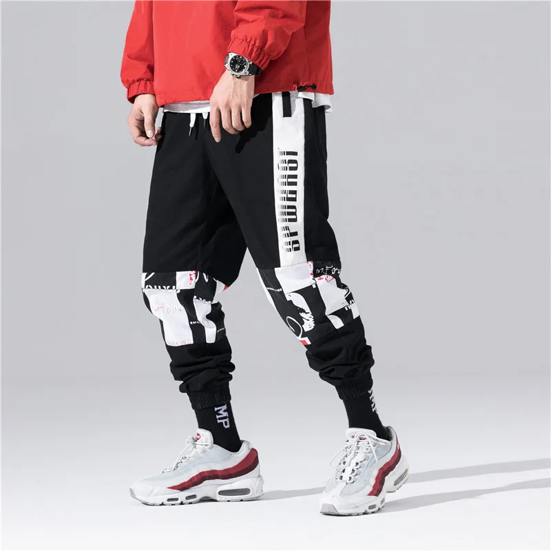 Мужские шаровары повседневные Лоскутные штаны в стиле хип-хоп уличная мода 2019 WA16