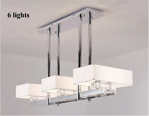 6 lights Современный, хромированный, металлический светодиодный потолочный светильник для гостиной s тканевые Абажуры для столовой светодиодный потолочный светильник для гостиной потолочный светильник - Цвет корпуса: 6 lights