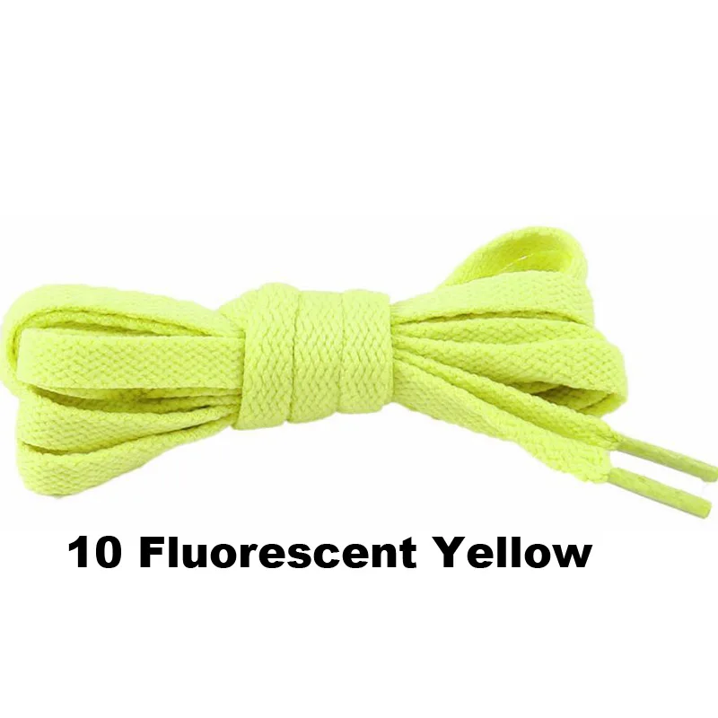 10 Fluorescent Yello 1 пара плоских шнурков из полиэстера и хлопка, повседневные шнурки без воска,, 9 мм Широкие шнурки для спортивной обуви, 60 см/90 см/120 см/150 см - Цвет: 10 Fluorescent Yello