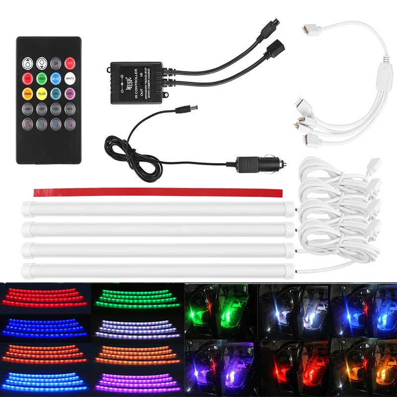 Новый автомобиль RGB Светодиодные полосы света Атмосфера лампы музыка Управление