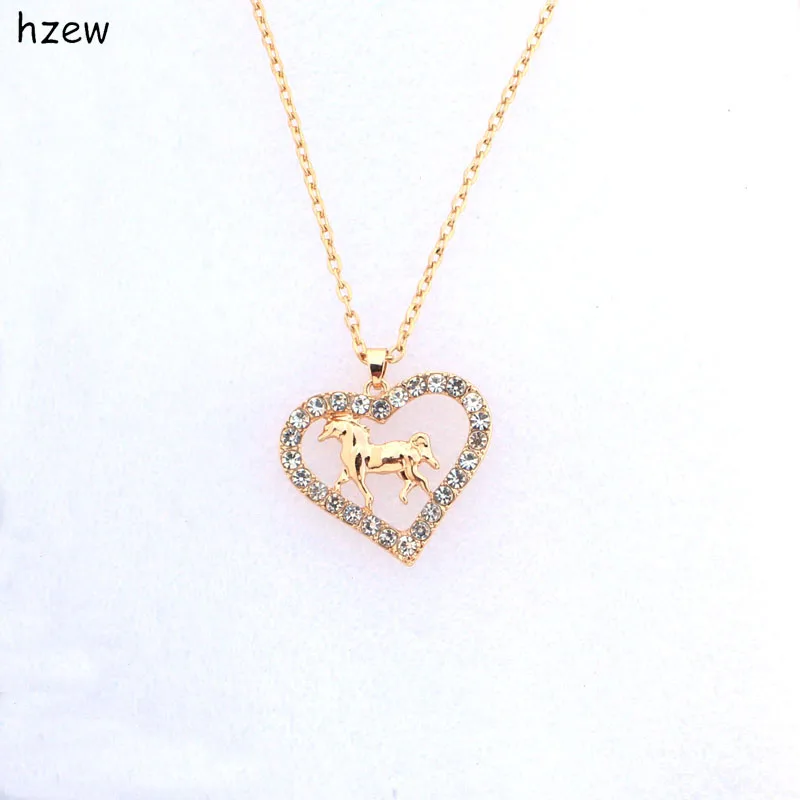 Модные ожерелья hzew с подвеской в форме сердца и лошади женская бижутерия