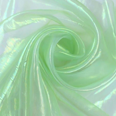 Light Green 150 см* 100 см дизайнерская флуоресцентная ткань Яркая блестящая марлевая ткань для сцены, свадебного декора вуаль прозрачная голографическая ткань - Цвет: Light Green