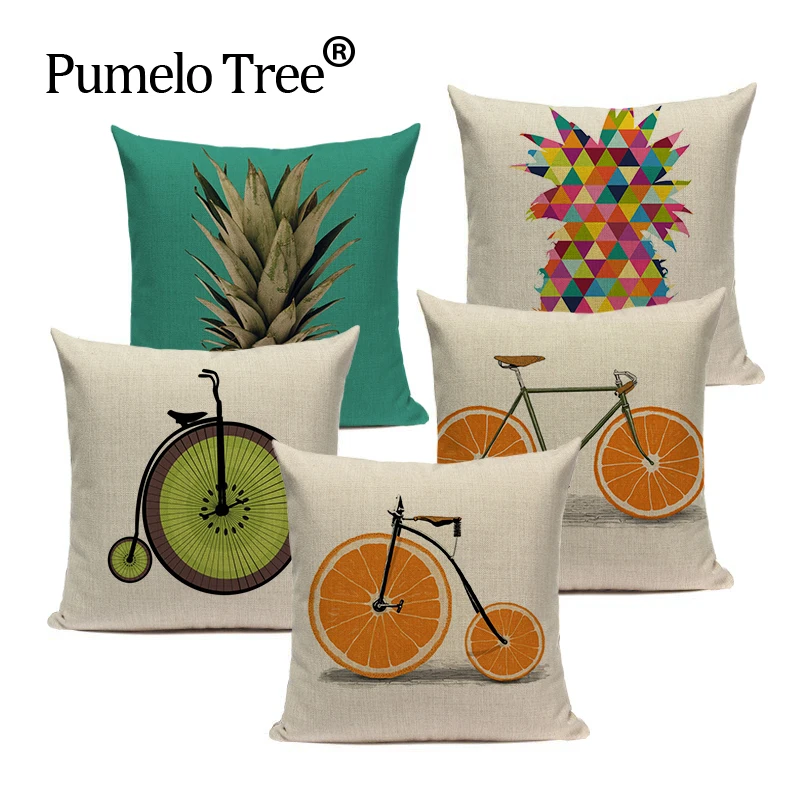 Цветной оранжевый Чехол на подушку декоративный желтый чехол с мультяшным