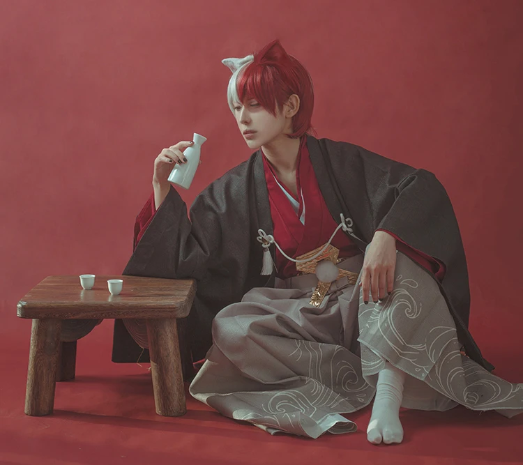 Аниме My Hero Academy Todoroki Shoto Kimotamesh кимоно полный комплект+ Ухо унисекс Косплей Костюм Хэллоуин новинка