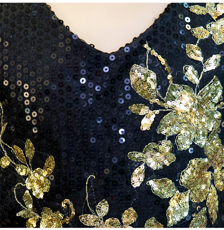 Vestidos de comunion2018 v-образным вырезом черного и золотого цвета блеск Сексуальная Русалка Платья для младенцев длинные красивые девушки бальный наряд изготовление под заказ