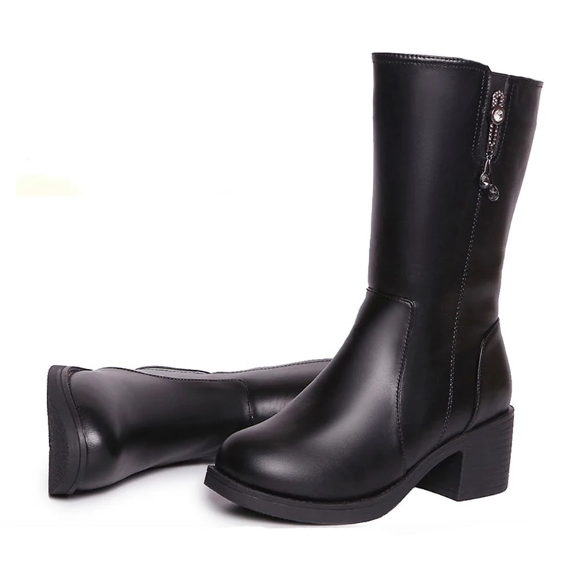 Женские сапоги зимние из искусственной кожи женские теплые плюшевые до колена на