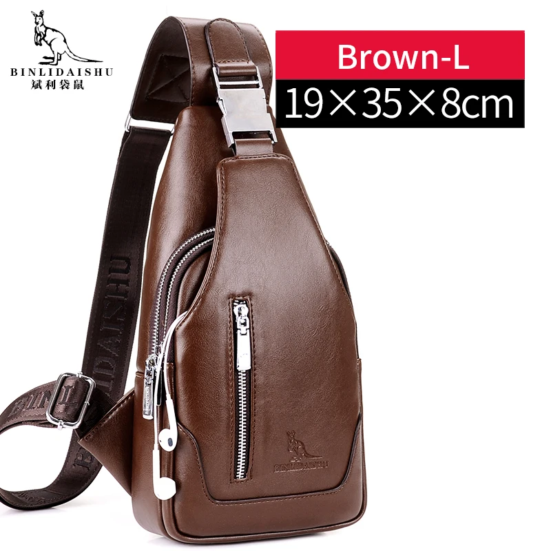 brown-L BLds usb зарядка Одна сумка через плечо мужские сумки через плечо мужские водонепроницаемые нагрудные сумки на лямках новые сумки через плечо - Цвет: brown-L