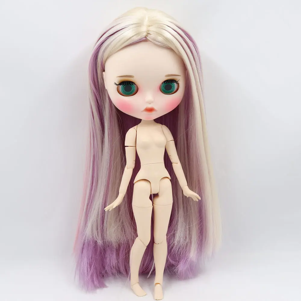 ICY Nude Blyth кукла для No. BL6025/2137/6122 блонд смешанный фиолетовый и розовый волосы резные губы матовые лица шарнир тела 1/6bjd