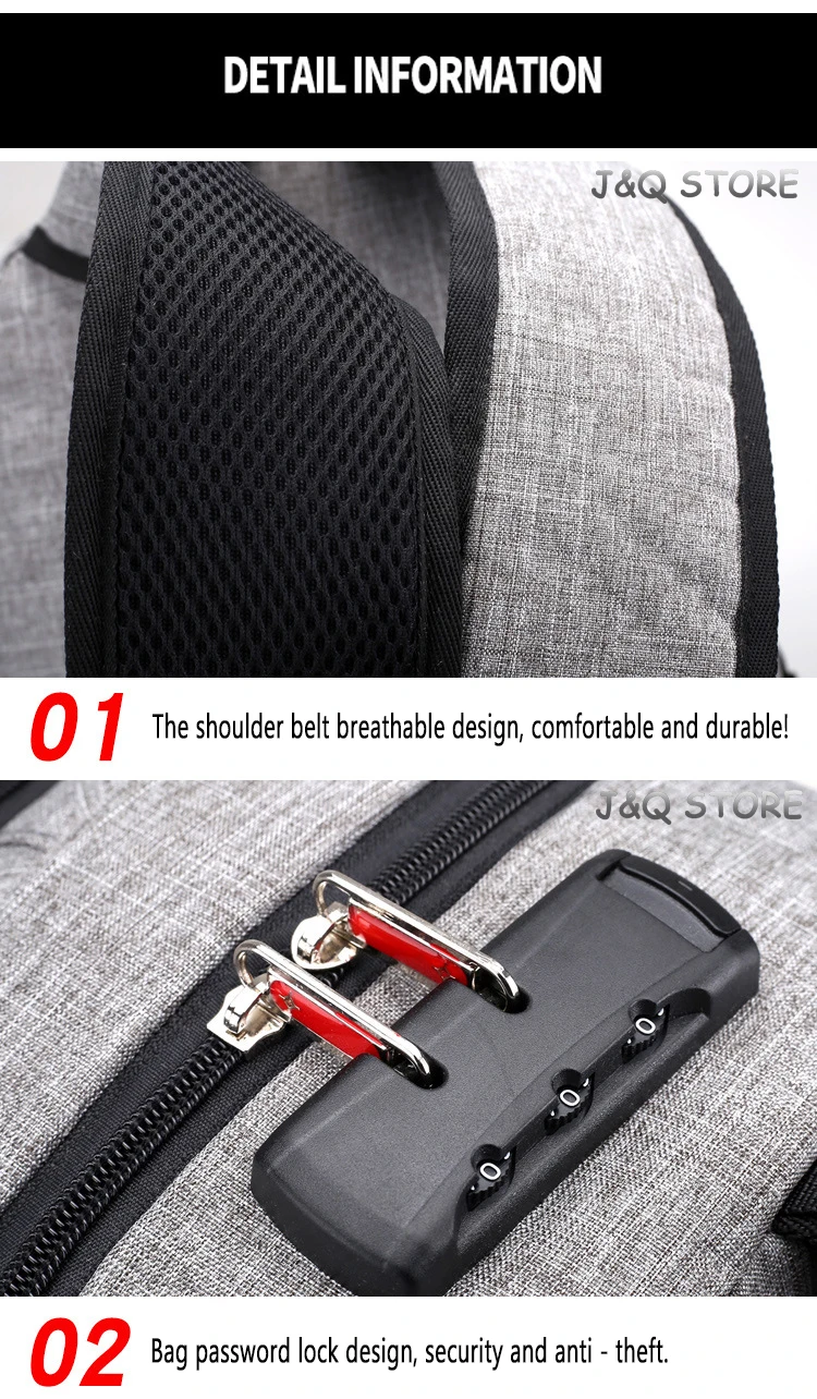 J& Q, хит, USB замок рюкзака, рюкзак для путешествий, мужской рюкзак для ноутбука, Противоугонный рюкзак с кодовым замком, Mochila, школьный рюкзак