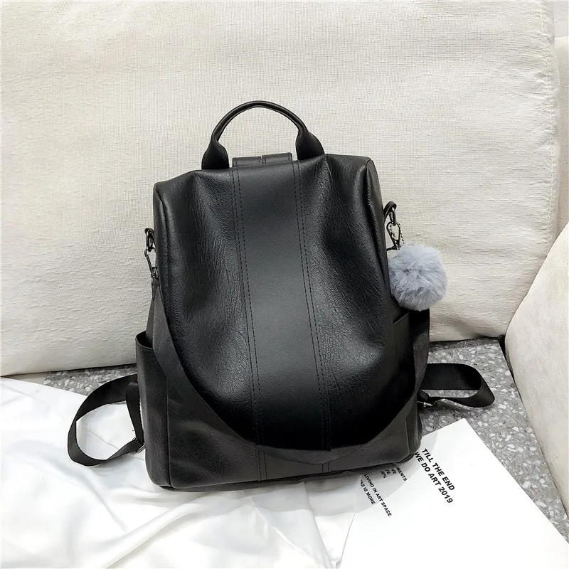 PU-V4-black Женский рюкзак с защитой от краж, кошелек, повседневный женский рюкзак, женский рюкзак, высокое качество, женские сумки через плечо, mochila feminina - Цвет: PU-V4-black