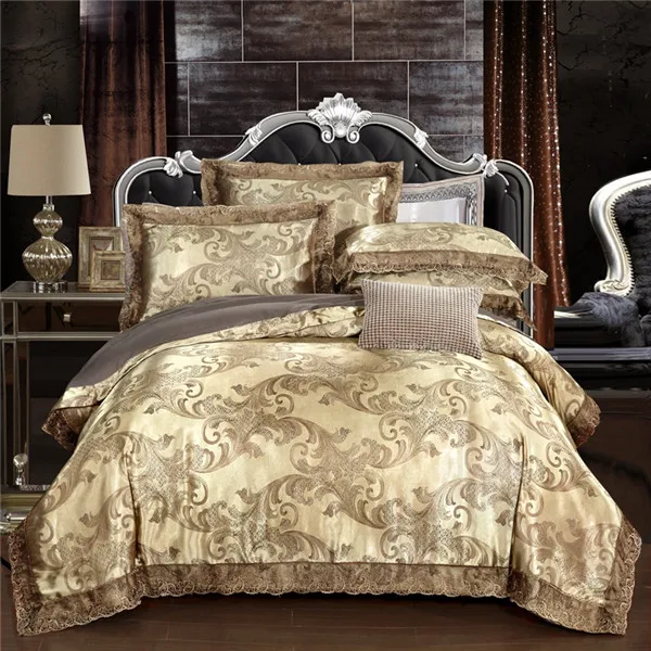 style 11 Роскошный жаккардовый золотой комплект постельного белья, домашний текстиль, 4 шт., сатиновый пододеяльник, размер queen king, качественное постельное белье, простыня, наволочки - Цвет: style 11