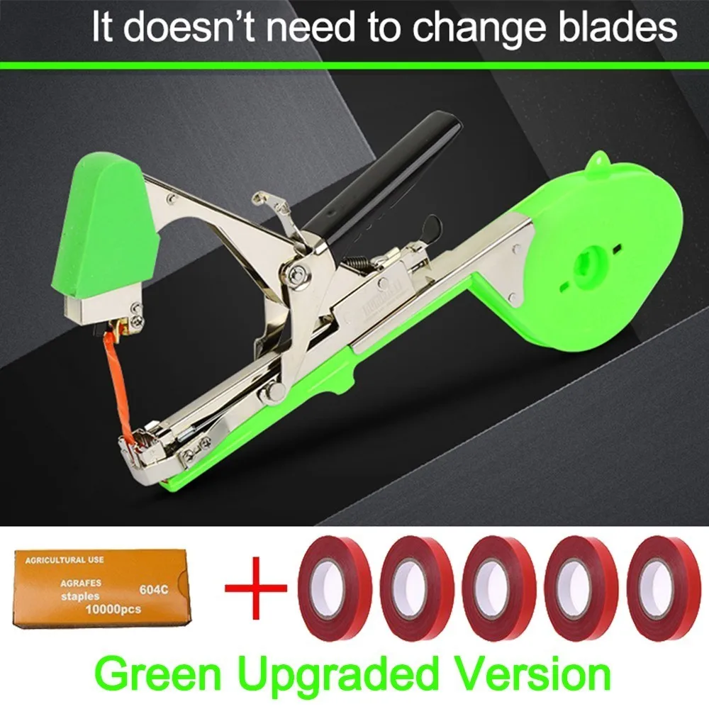 1 Set Green upgrade Садовый инструмент, ленточный станок для завязывания растений, ручные инструменты для завязывания веток, станок для завязывания веток, пистолет для обвязки овощей и винограда - Цвет: 1 Set Green upgrade