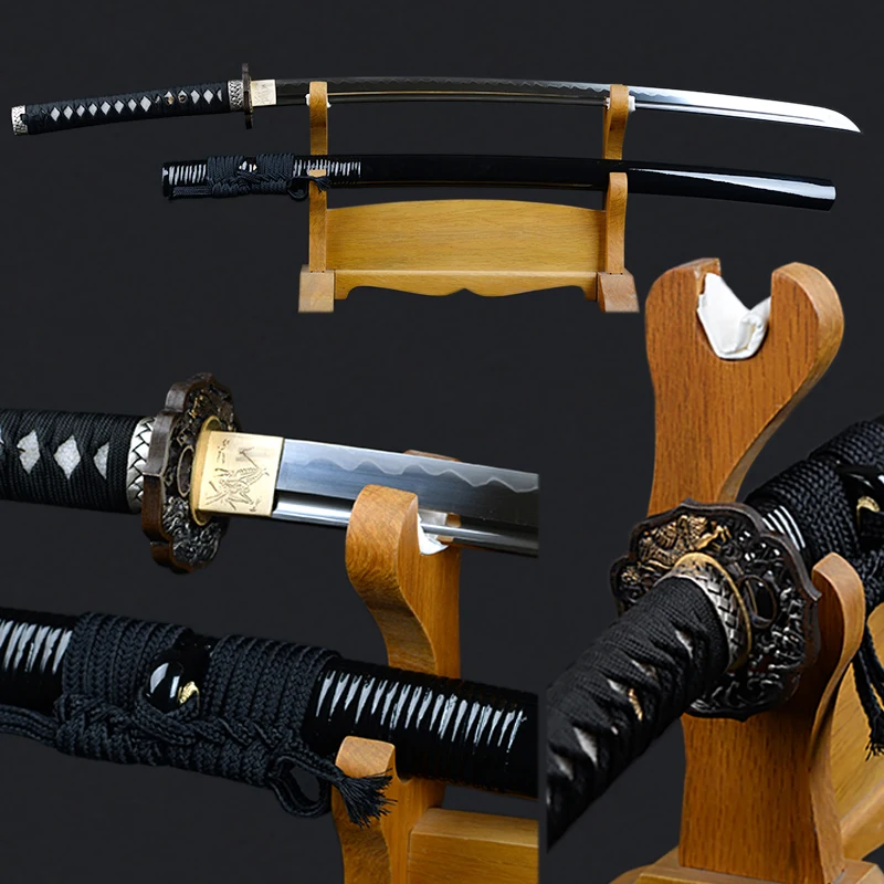 comprar Borda Afiada Japonês Espada Totalmente Artesanal Katana 1095 Argila De Aço Carbono Temperado Lâmina Completa Tang Decorativo Samurai Espada Espada Espada Espada Espada Espada