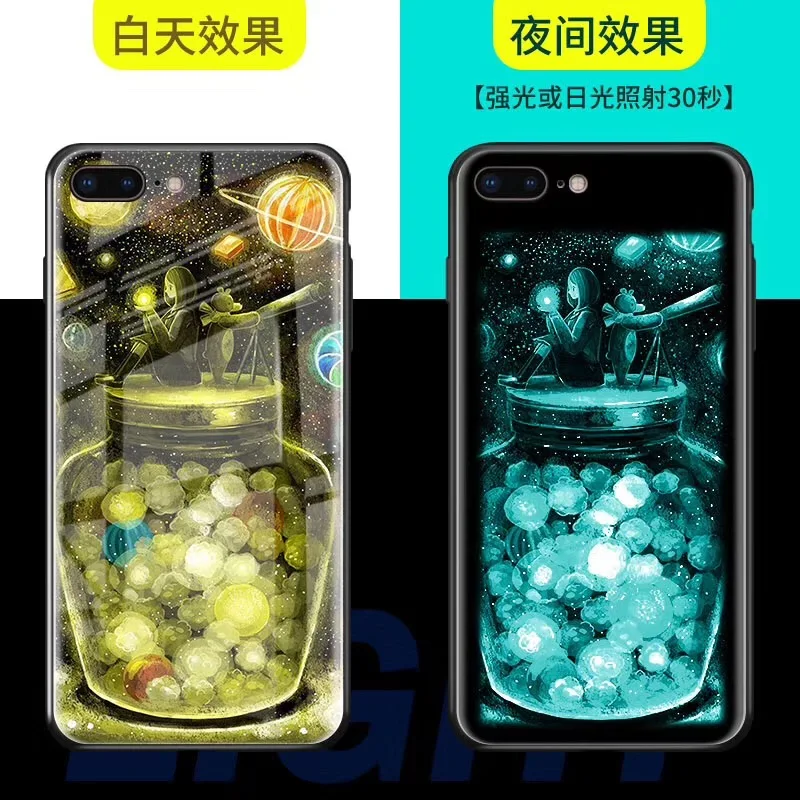 Волшебник из унций светится в темноте стекло чехол для iPhone XS MAX XR X 8 7 Plus 6 6s плюс