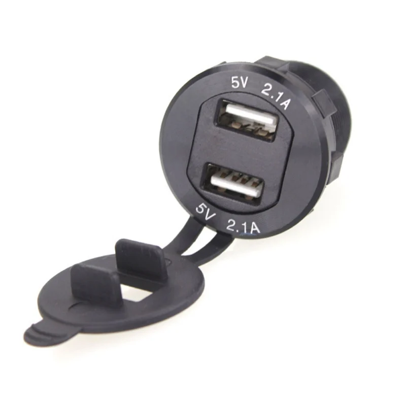 2019 Aluminum Dual Port USB Charger Power Outlet Adapter With LED Digital Voltmeter For Phones GPS Car Moto | Автомобили и