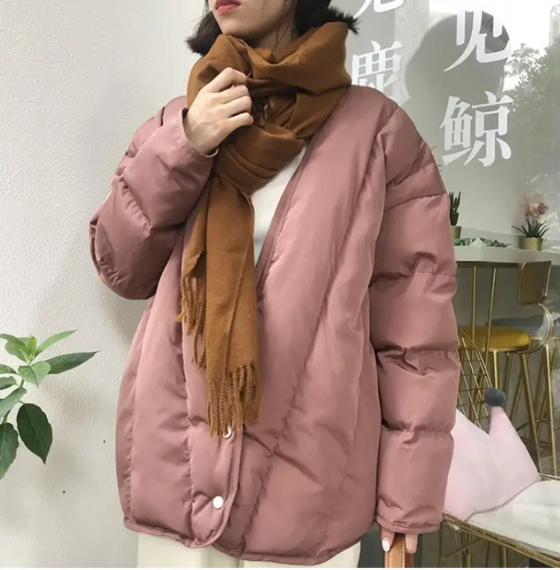 Зимняя Новая женская куртка с хлопковой подкладкой и v-образным вырезом