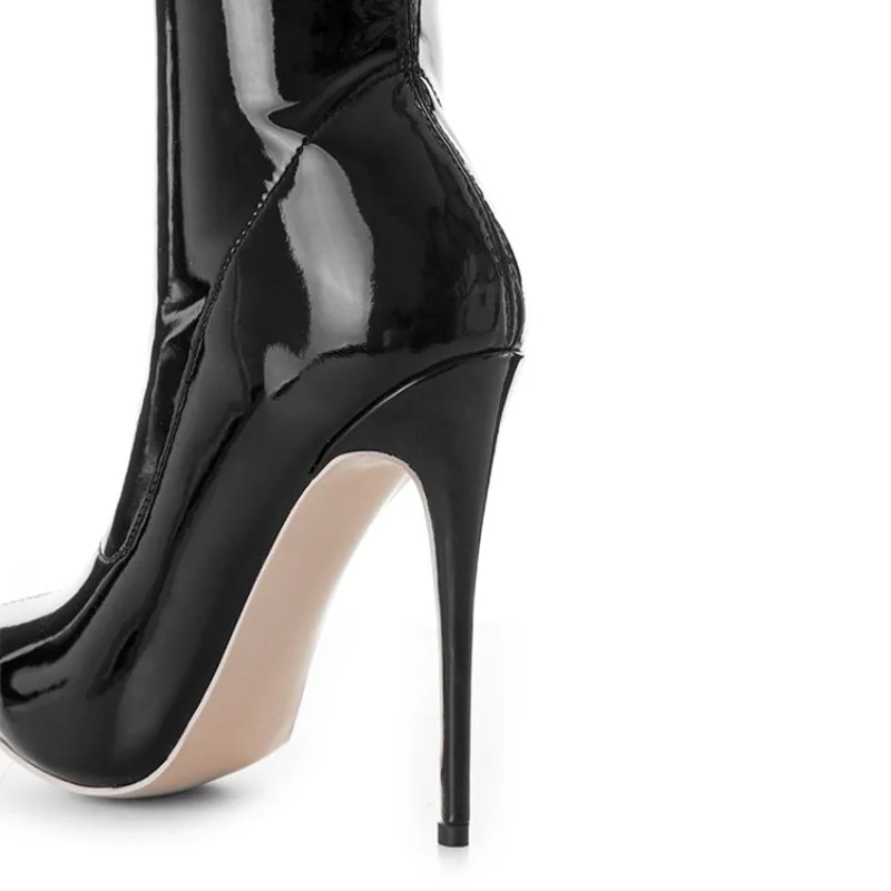 Пикантные Женские Сапоги выше колена на тонком каблуке 12 см в байкерском стиле