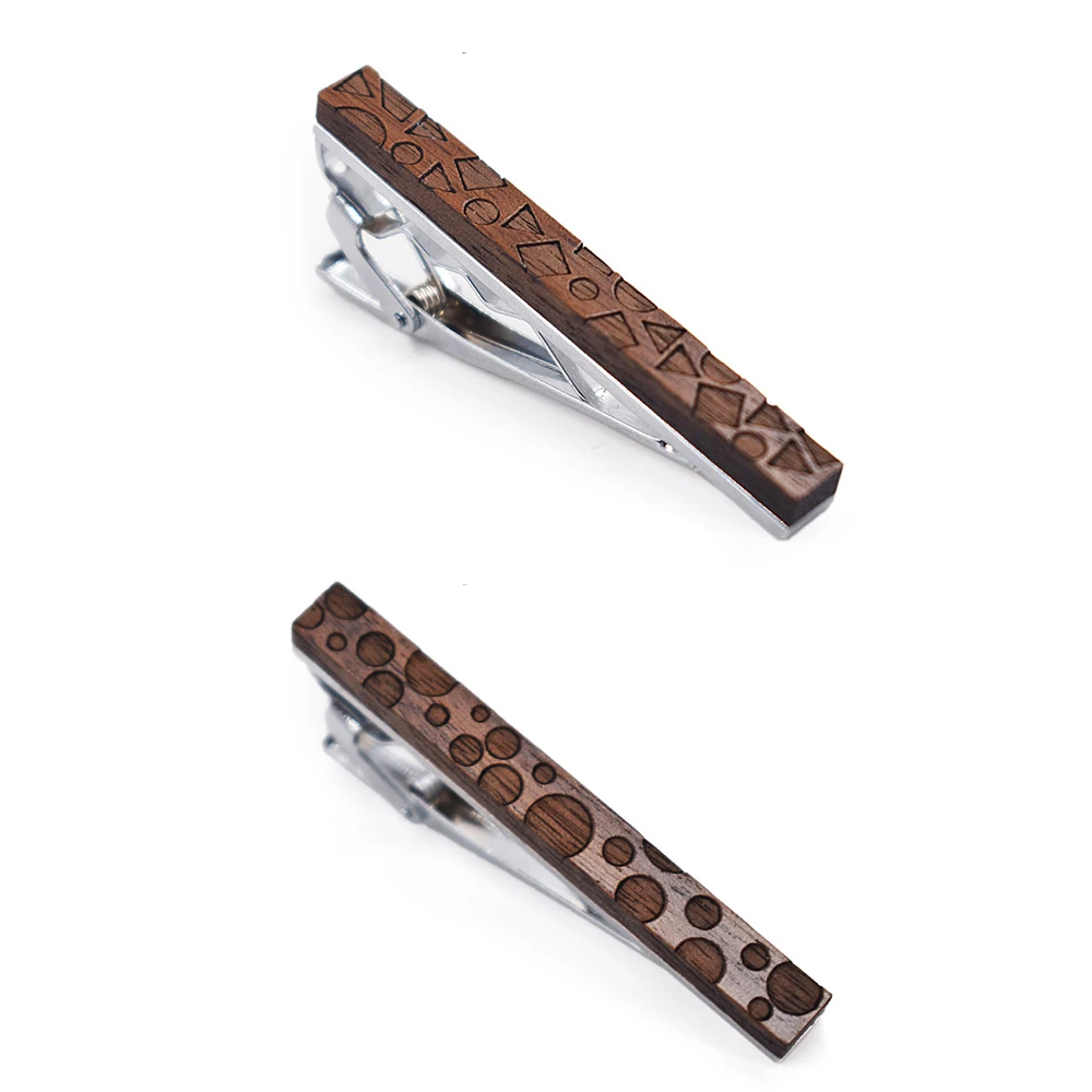 Novelty personality geometric pattern wooden tie clip Walnut wood knot accessory 5.5cm | Украшения и аксессуары