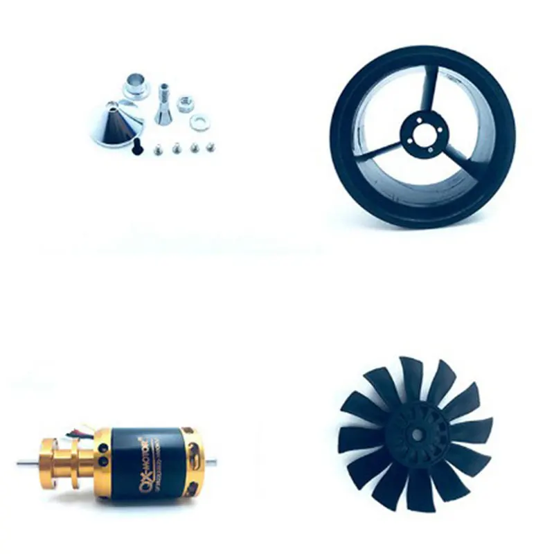QX-MOTOR DIY RC Drone Accessories Parts 64mm EDF 2822 2400KV Brushless Motor Composite Material Housing 12 Blades Duct Fan | Игрушки и