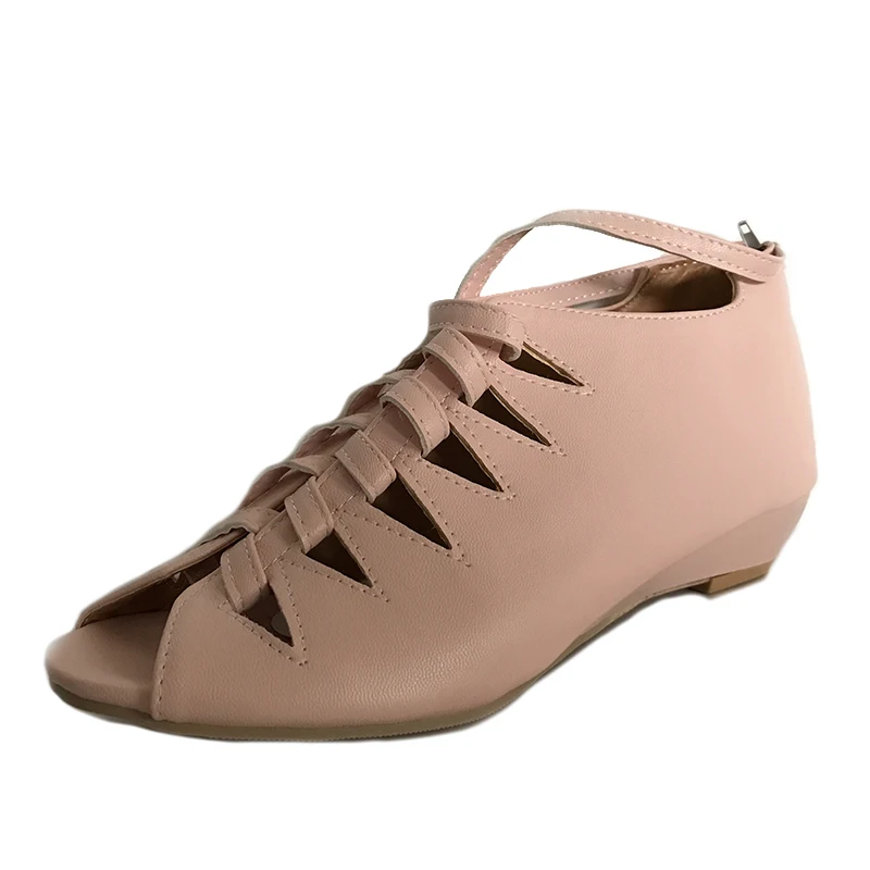 Новинка 2019 удобная женская обувь на молнии с вырезами однотонная летняя модная