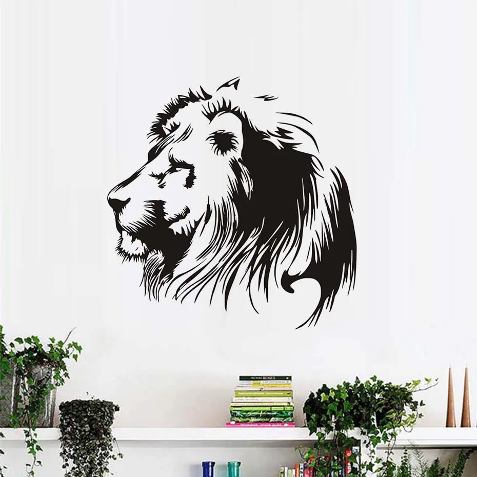 Детская виниловое искусство настенный Наклейка Черная голова льва большой кошки