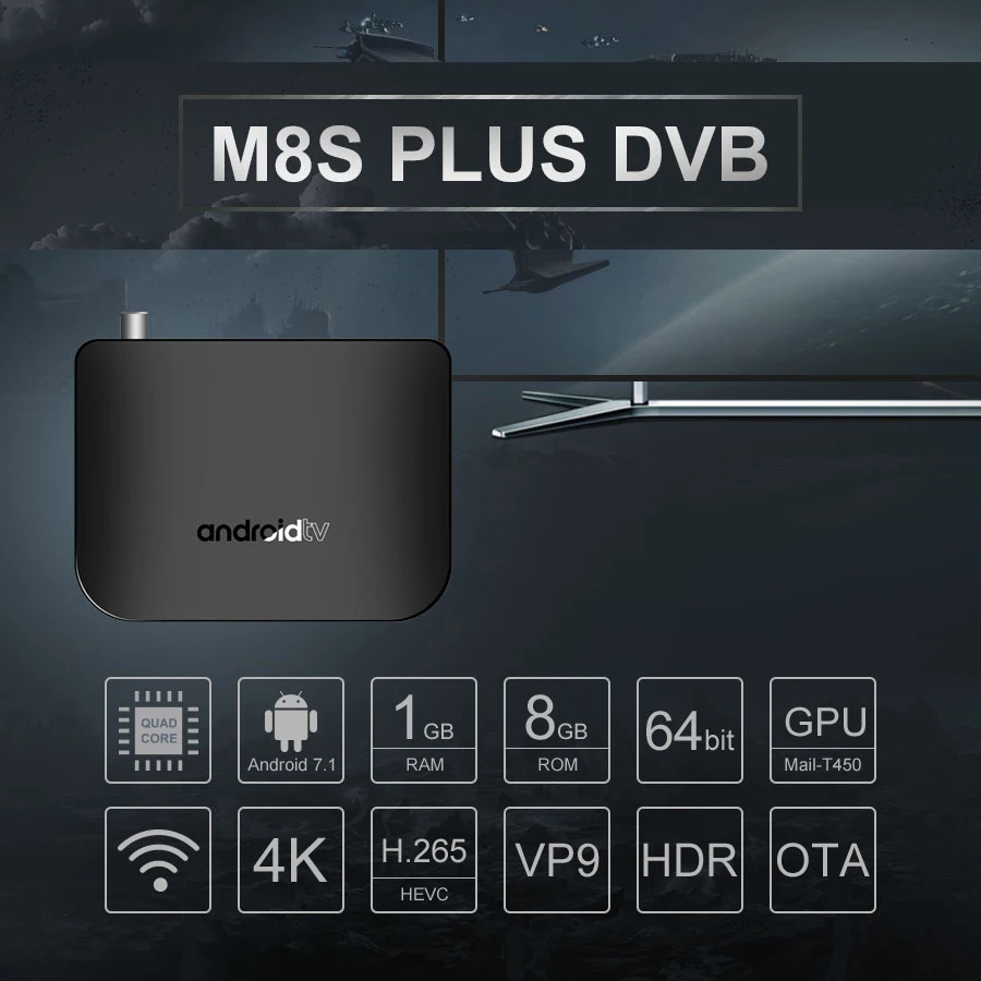 MECOOL M8S плюс DVB-T/T2 Android ТВ приставка Amlogic S905D смарт-приставка 2 4 Wifi 4K H.265 VP9 Смарт