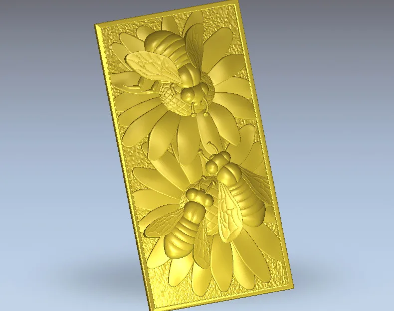 

3d model bees on flowers CNC router woodworking and other usages relief carve and mould STL format files M300