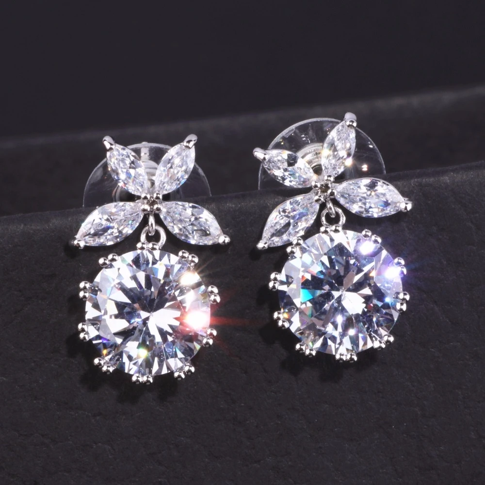 Серьги подвески с фианитами для женщин невест подружек невесты JZ001|earrings for|dropping