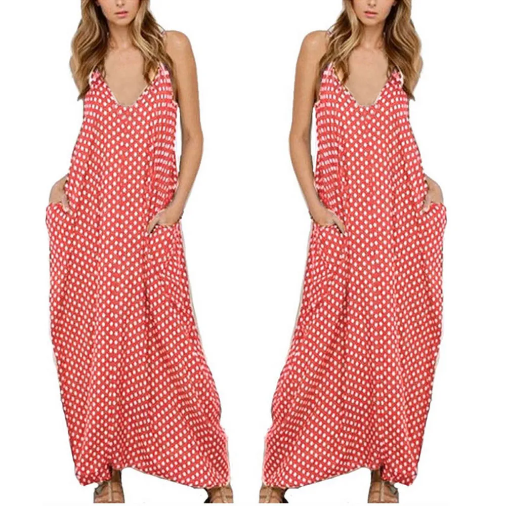 Женское летнее платье без рукавов сексуальное длинное в полоску с v образным