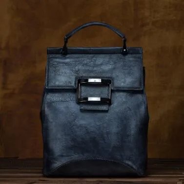 Retro Black Дорожные маленькие рюкзаки для школьниц, модные женские рюкзаки из натуральной кожи, Mochila Feminina, женская сумка на плечо - Цвет: Retro Black