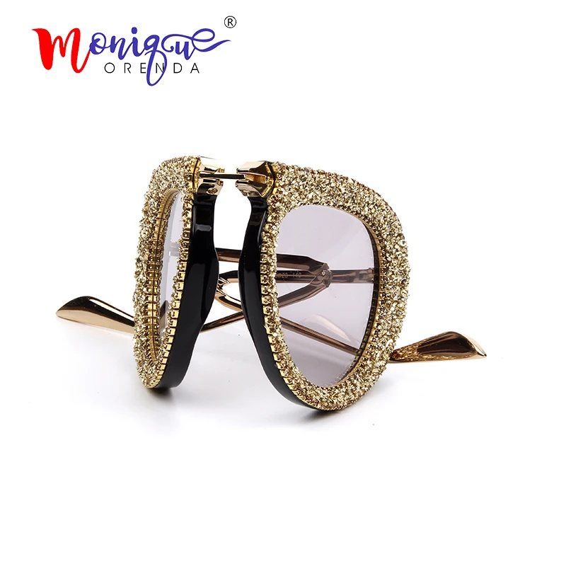 

2019 Folding Portable Style sunglasses women Luxury Brand pilot sunglasses luxury Rhinestone Vintage Men sun glasses oculos