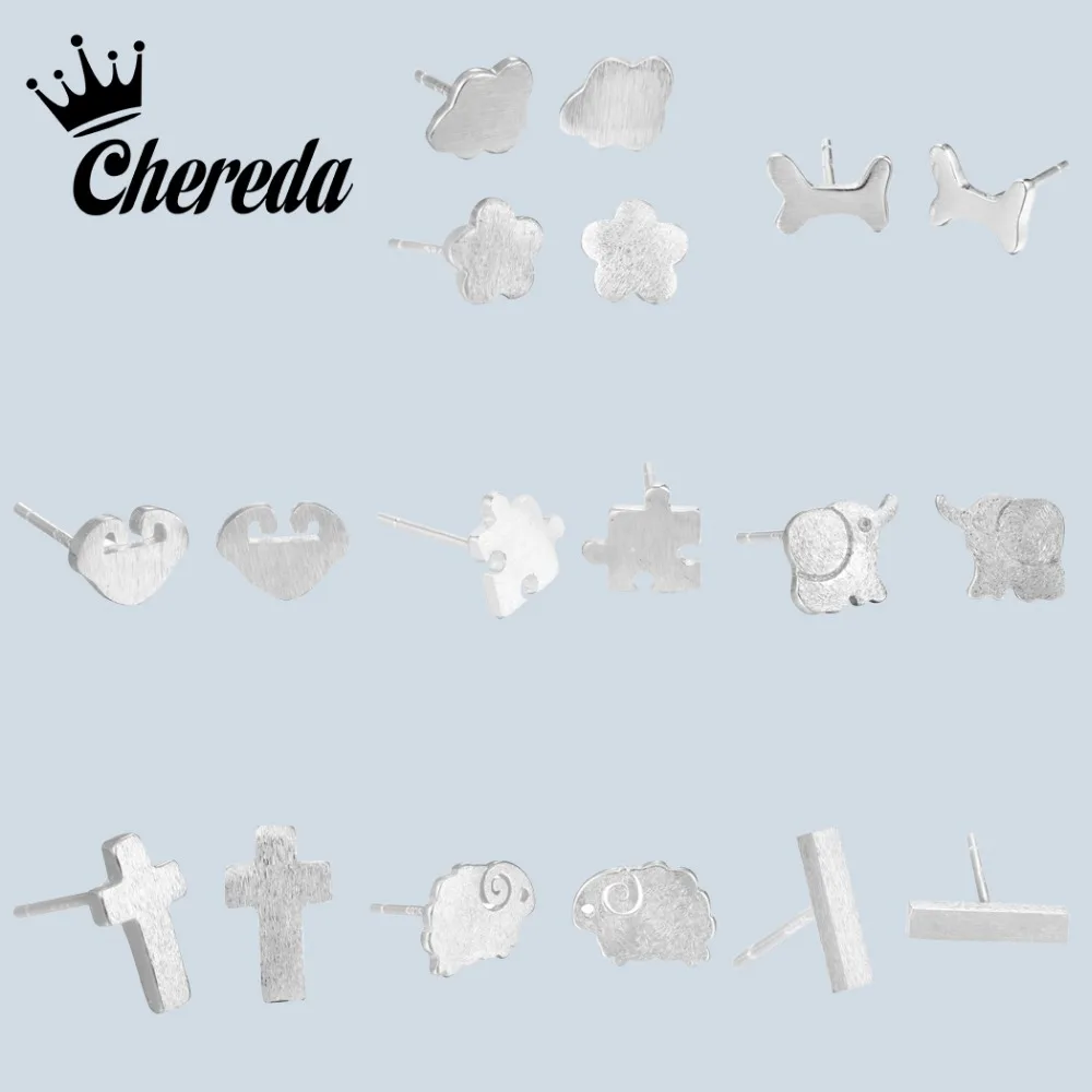 

Chereda Drawing Stud Earrings Set Cute Animal Geometry Small Simple Design Earring For Women Men Jewelry Accessories